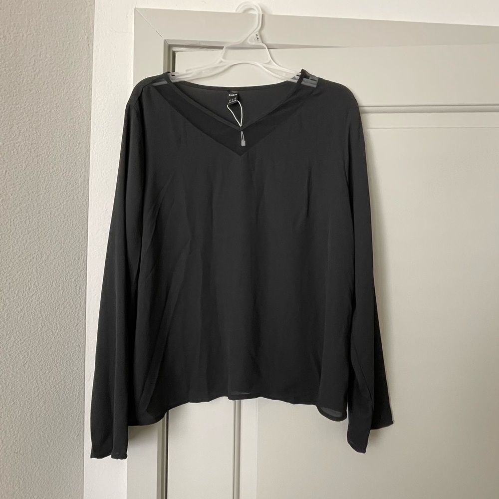 Black V-Neck Blouse
